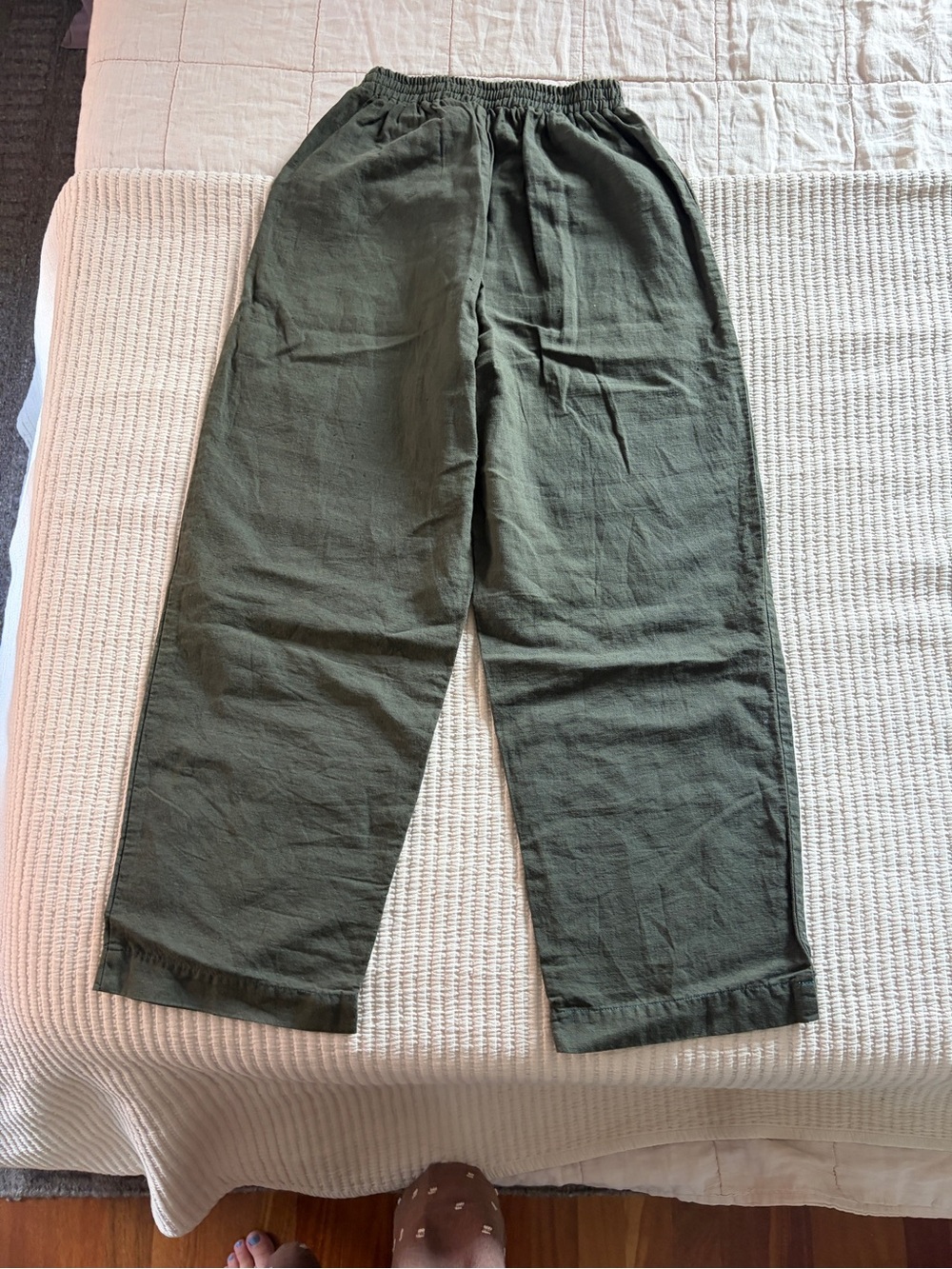Ilana Kohn Olive Green Cropped Relaxed Pants
